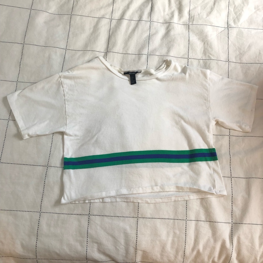 F21 green striped shirt